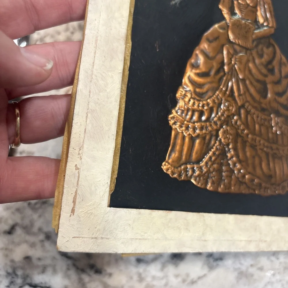 5‎ VINTAGE Embossed Hammered Copper Victorian Lady And Gentlemen Deer Unframed